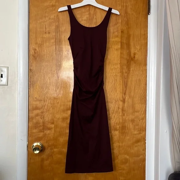 Victoria's Secret | Dresses | Victorias Secret Ruched Midi Dress Burgundy |  Poshmark